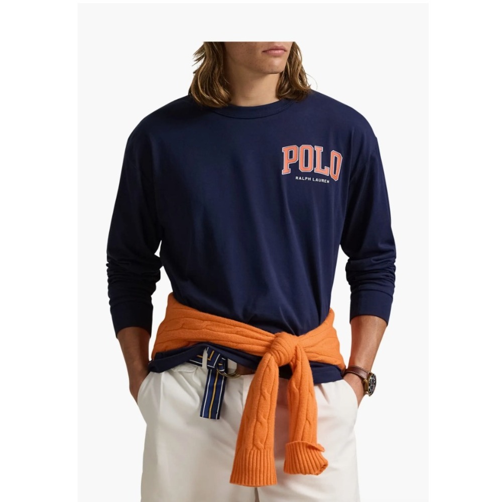 Polo Ralph Lauren Mens Long Sleeve Pony Logo Sporty Blokecore Blue Shirt Medium